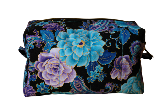 Blue Multi-Floral Paisley Makeup Bag